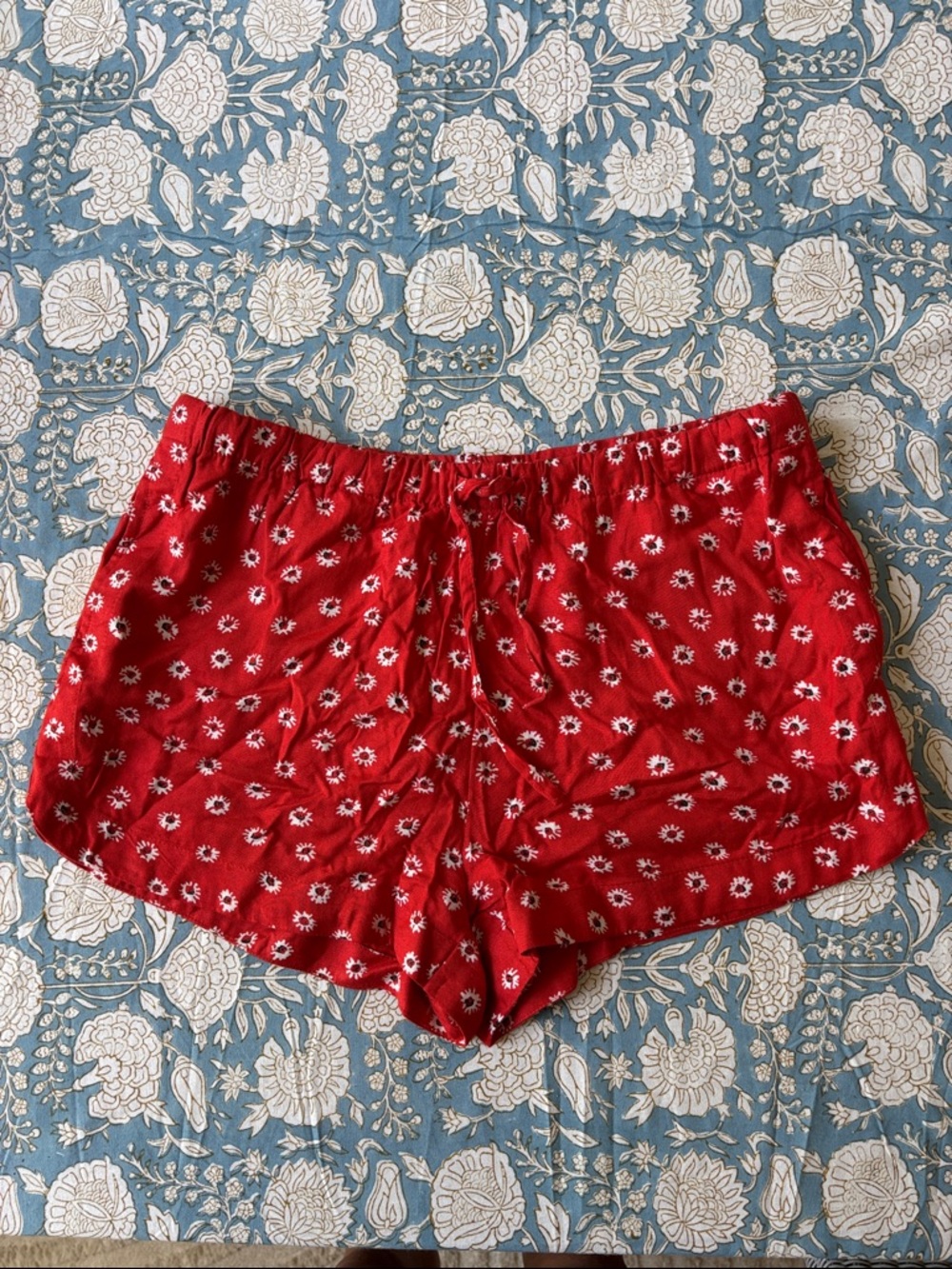 RVCA Red Floral Drawstring Lounge Shorts